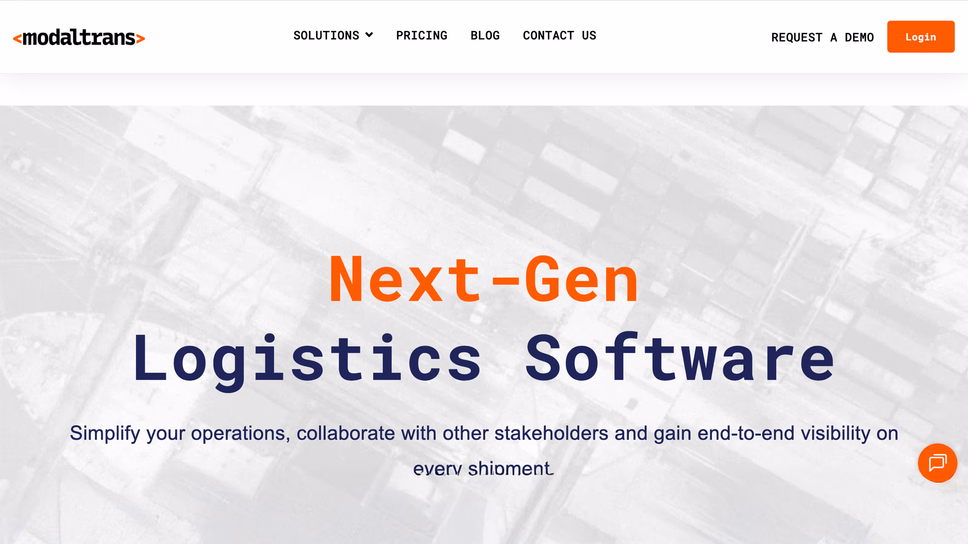 Modaltrans web sitesi: Next-Gen Logistics Software başlıklı sayfa