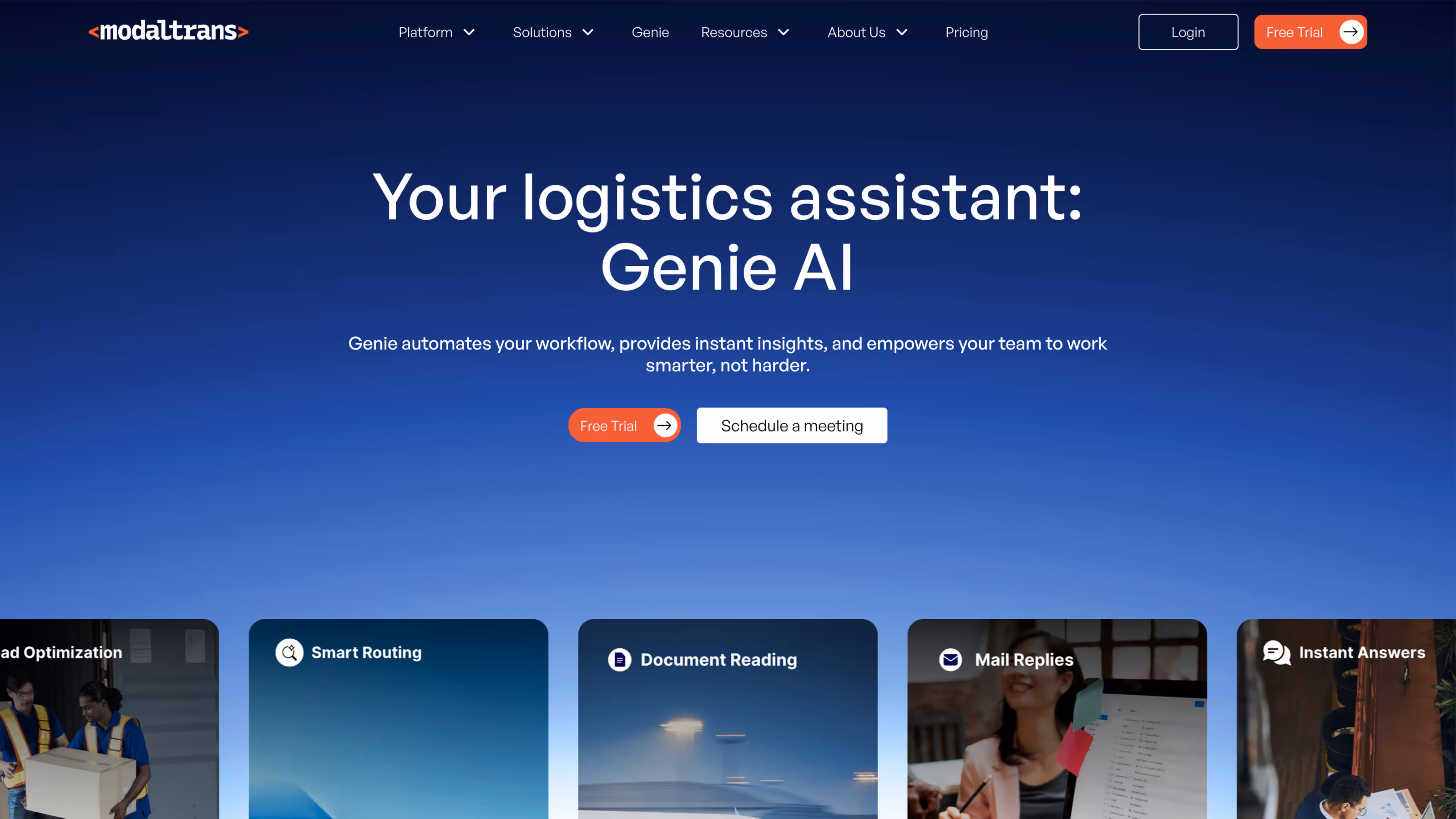 Modaltrans'ın Webflow'da tasarlanan yeni hero alanı